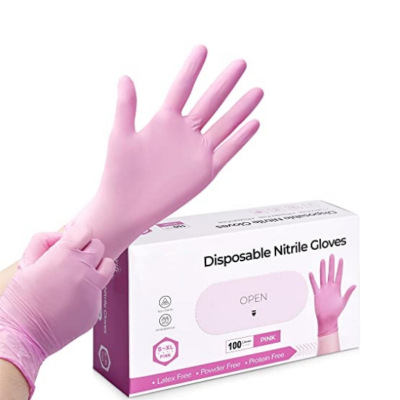 Latex Disposable Glove - Różowe nitrylowe rękawice jednorazowe do sprzątania