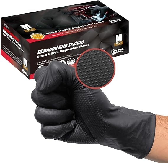 Nitrile Mechanic Glove - Czarne rękawice nitrylowe Jednorazowe 8-milne rękawice