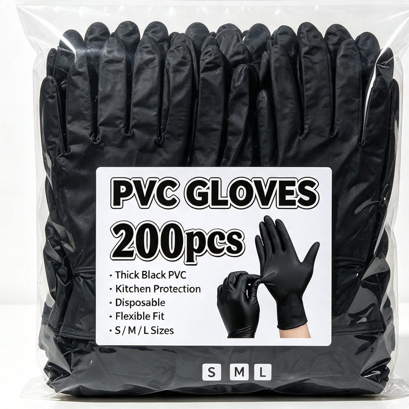 Latex Disposable Glove - Jednorazowe czarne rękawiczki unisex, bez lateksu,