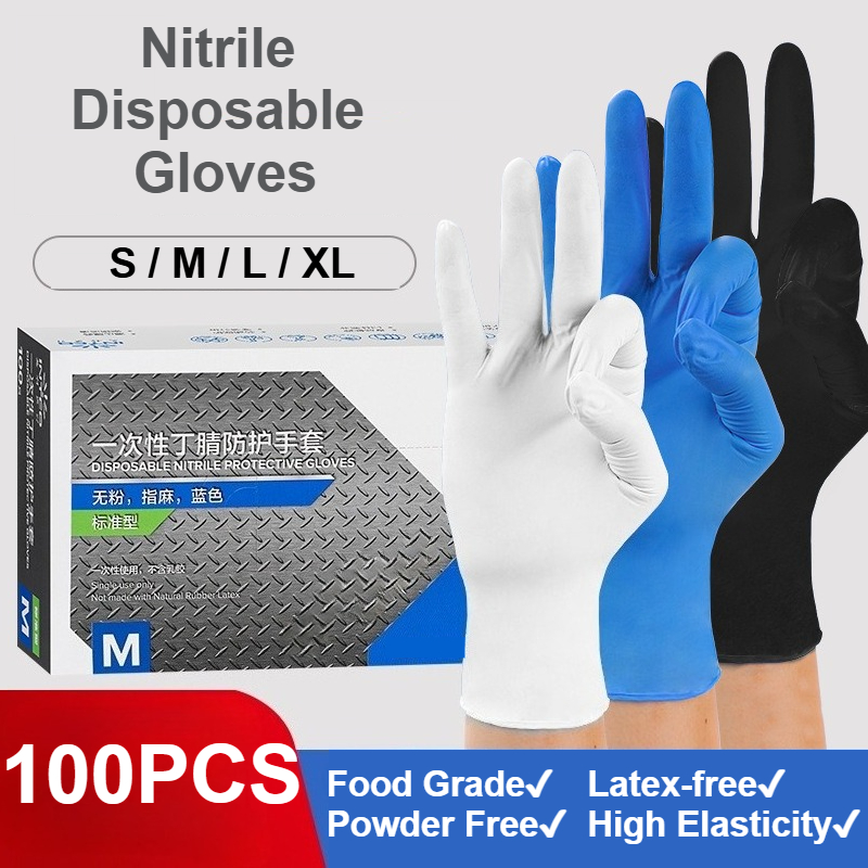 Exam Glove Nitrile - 100 szt. Nitrylowe Rękawice Jednorazowe Czarne/Białe/Niebieskie/Fioletowe
