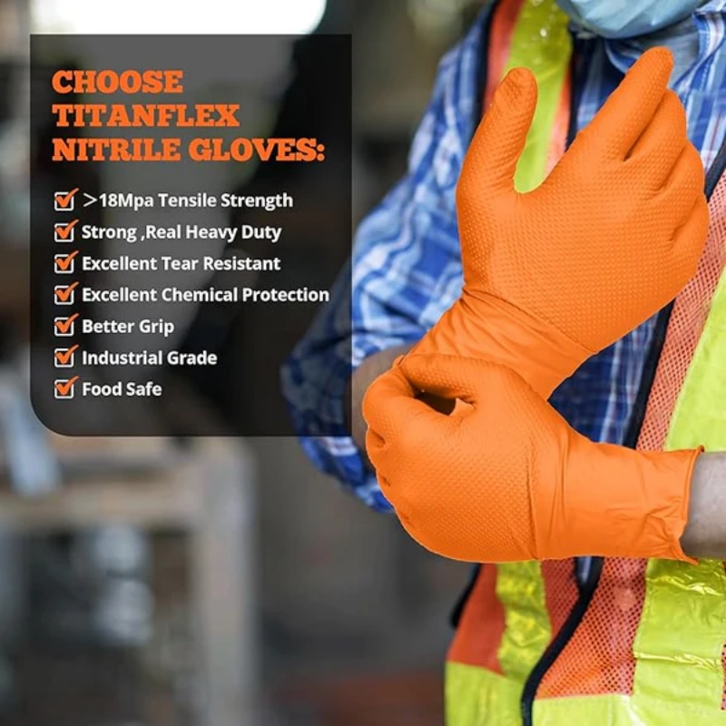 Wytrzymałe pomarańczowe rękawi – Nitrile Mechanic Glove recenzja i cena