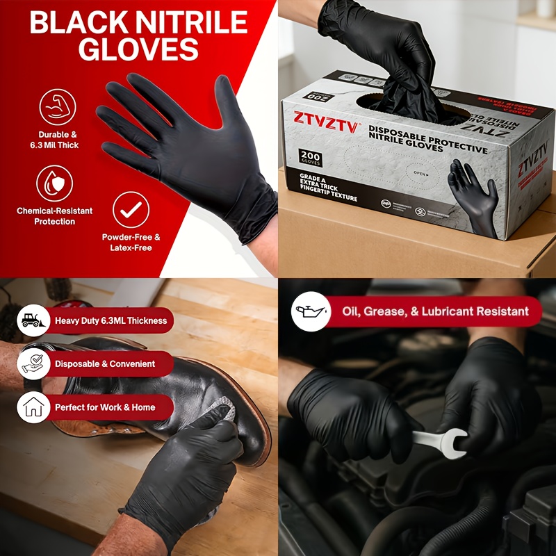 200 sztuk w opakowaniu, czarne – Rubber Glove Cleaning recenzja i cena