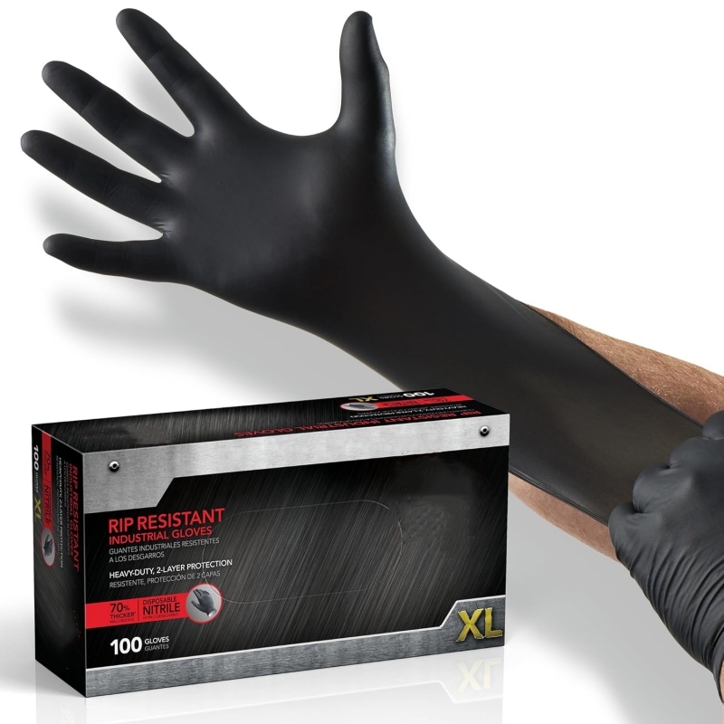 100 SZTUK Czarne Rękawice Nitr – Nitrile Mechanic Glove recenzja i cena